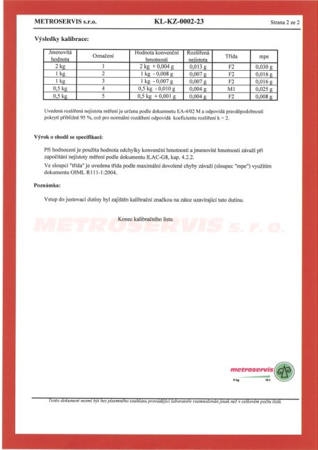 Standardní kalibrace závaží 1 kg - 20 kg, třídy M1, M2, M3,  6 a více kusů závaží