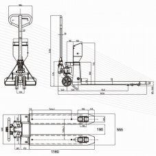TPS-I M, 2 t/ 1 kg,  Paletový vozík 555mm x 1160 mm