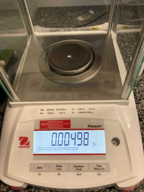 Standardní kalibrace závaží 1 mg - 500 mg, třídy M1, M2, M3, 1 kus závaží
