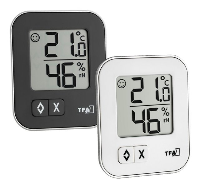 digitální teploměr vlhkoměr TFA 30.502601 černý a TFA 30.5026.02 bílý