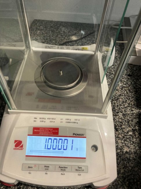 Standardní kalibrace závaží 1 mg - 500 mg, třídy M1, M2, M3, 1 kus závaží